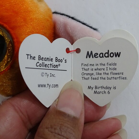 Ty Beanie Boo Meadow Fox Glitter Eyes Stuffed Animal Plush Soft Toy 7" Hang Tags - Picture 9 of 12